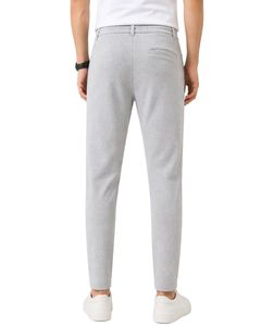 Men Light Grey Slim Fit Casual Jogger Pants Elastic Waist <b>Drawstring</b> <b>Trousers</b> Soft Fabric Comfortable Daily Wear Stylish Look - Product Image 2