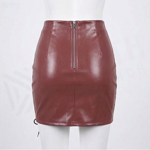 Minifalda de Cuero Sintético PU de Cintura Alta para Mujer, con Cierre Lateral y Diseño de Cordones, Estilo Sexy para Club, Color Sólido, Alta Calidad - Product Image 2