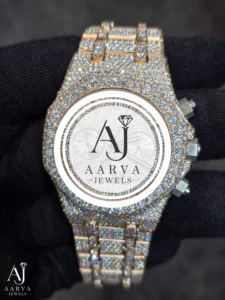 Reloj Aarva Jewels de Oro Rosa con Diamantes, Mecánico Automático, Cristal de Zafiro, Cronógrafo, Estilo Hip Hop, de Lujo, Analógico - Product Image 4