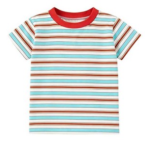 T-shirt en jersey rayé en coton biologique respectueux de l'environnement, qualité supérieure, respirant, unisexe, chemise d'été, export en vrac aux États-Unis - Product Image 1