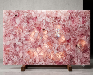 Panel de Ágata Rosa Translúcida de Lujo Vardhmaan, Panel de Piedra Preciosa Retroiluminado, Resistente al Agua, Diseño Moderno, 1 Año de Garantía, para Sala de Estar - Product Image 1