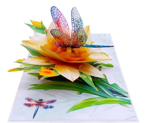 Meilleur prix conception personnalisée à la main 3D Pop carte jaune jonquille Floral Vietnam carte à la main en gros papier artisanat - Product Image 2