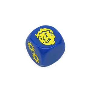 Dés en résine bleue avec visage de Vault Boy et motif symbole atomique pour les fans de Fallout – Dés de jeu de collection - Product Image 1