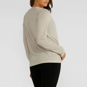 High Elastic Tight Yoga Clothes Women Quick Dry Breathable Loose Fit Lightweight 210 Gsm Knitted <b>Long</b> <b>Sleeve</b> Activewear Shirt - Product Image 2