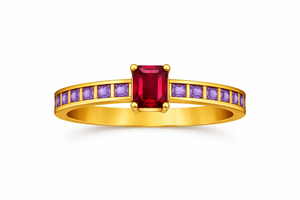 Anillo apilable de amatista hecho a mano en plata de ley 925 con gema octogonal para mamá - Product Image 2