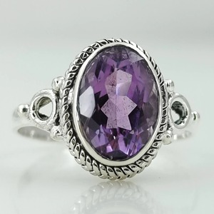 Amethyst <b>Ring</b> Handmade Sterling Silver Bezel Setting Natural Purple Oval Gemstone <b>Boho</b> Jewelry February Birthstone - Product Image 5
