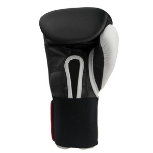 Gants de boxe en cuir noir MERITORIOUS INTERNATIONAL, à doigts entiers, avec fermeture réglable à la poignée, emballage personnalisé - Product Image 1