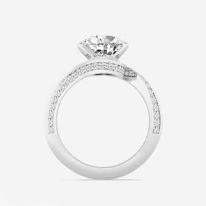 Bague de fiançailles en diamant de laboratoire en forme de poire de 3,50 carats avec pierres latérales torsadées – Bague en diamant de forme poire certifiée IGI - Product Image 3