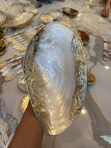 Assiette ronde en nacre avec bordure en cuivre doré <span class=keywords><strong>Beluga</strong></span> Sturgeon – Polyvalente pour le <span class=keywords><strong>caviar</strong></span>, le savon, les bonbons, la décoration intérieure - Product Image 4