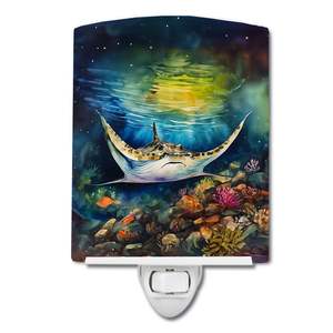 UL-Certified Sting Ray Ceramic <b>Night</b> <b>Light</b> Compact 6x4x3 Multicolor for Bedroom Bathroom Nursery <b>Hallway</b> Kitchen - Product Image 1