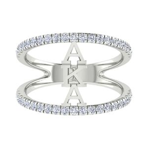 Anillo Doble de Plata para Mujer, Joyería Elegante de Moda, Anillo de Plata de Ley con Cristal, Accesorio Elegante para Regalo, Uso Diario - Product Image 3