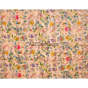 Edredón Kantha de Algodón Orgánico Qrganic, Hecho a Mano, Bordado, Reversible, Ecológico, Estilo Vintage, Manta para el Hogar y Hoteles - Product Image 2