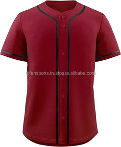 Camiseta de béisbol personalizada para hombre, roja, de malla, manga corta, con botones al frente, uniforme que absorbe la humedad, en venta - Product Image 1