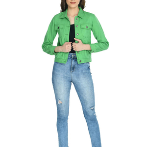 เสื้อแจ็คเก็ตยีนส์แฟชั่นใหม่สำหรับผู้หญิง กันลม ใส่เล่นกีฬากลางแจ้งในฤดูหนาว ขายส่ง มีโลโก้ด้านหน้า ผ้าฝ้าย 100% ระบายอากาศได้ดี - Product Image 1