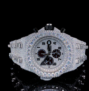 Reloj Cronógrafo de Lujo para Hombre de Acero Inoxidable con Bisel y Correa con Diamantes, 42 mm, Movimiento de Cuarzo Analógico, Cierre Plegable - Product Image 2