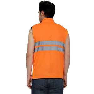 เสื้อกั๊กสำหรับนักสำรวจ 12 กระเป๋า สีเหลืองสะท้อนแสง ANSI Class 3 ผ้าโพลีเอสเตอร์ตาข่าย ซิปด้านหน้า ช่องใส่เครื่องรับวิทยุ ช่องใส่บัตรประจำตัว - Product Image 4