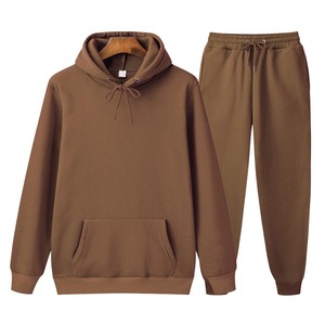 Nouvel ensemble de survêtement décontracté pour hommes et femmes, couleur unie, pantalon épais et long, 2 pièces, survêtement de sport en molleton pour homme, automne - Product Image 1