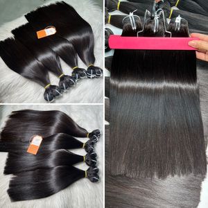 Black Bone Straight Brazilian Remy <b>Hair</b> Extensions for <b>Hair</b> Weaving Machine Double Weft Full Cuticle Aligned - Product Image 3