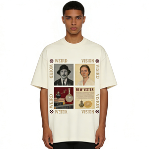 เสื้อยืดโอเวอร์ไซส์ทรงหลวม ผ้าฝ้าย 100% หนานุ่ม สำหรับผู้ชาย  งานถักทอเรียบ  รับสกรีนโลโก้ดิจิตอล ขายส่ง - Product Image 1