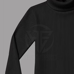 Comfortable Ribbed Knit Material Mock <b>Neck</b> Pullover for Autumn Winter Casual Wear <b>Men</b> <b>Turtle</b> <b>Neck</b> Shirt - Product Image 3