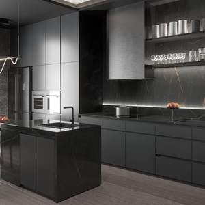 Juego de Muebles de Cocina Modernos de Lujo Personalizados de JY Furniture, con Isla y Gabinetes Modulares de Pared - Product Image 4