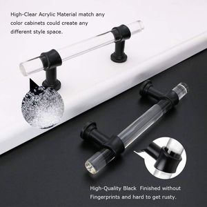 Lot de 5 poignées de meuble en acrylique noir de 3 pouces, poignées de tiroir en alliage de zinc pour commode, armoire, quincaillerie de meubles de cuisine - Product Image 2