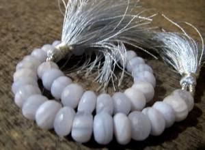 Perles d'agate bleue naturelle facettées en forme de rondelle, 7-9 mm, brin de 8 pouces - Product Image 3
