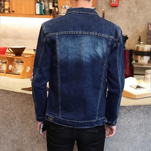 Vintage <b>Denim</b> <b>Jacket</b> 100% Cotton Breathable Embroidered Turn-down Collar <b>Men's</b> Spring Short - Product Image 6