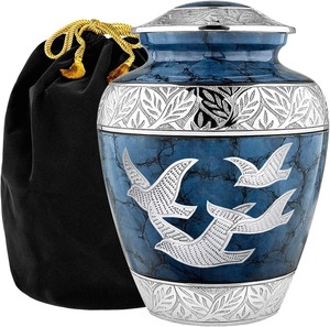 Urnas de Cremación para Cenizas Humanas, Urna Decorativa para Entierro de Hombres y Mujeres Adultos, con Diseño de Pájaros Azules Grandes - Product Image 1