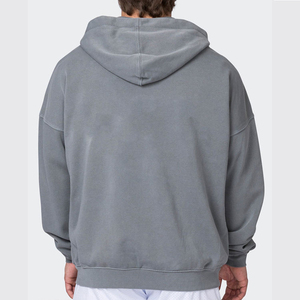 Men's Oversized Hooded <b>Fleece</b> <b>Sweatshirt</b> Solid Color Pocket Casual Knitted Autumn Wear 100% Cotton Regular Fit - Product Image 5