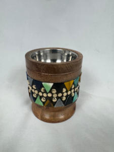 Handmade Wooden Candle Holder with Gemstone Inlays <b>Resin</b> & Stone for Home Decoration Wholesale - Product Image 3