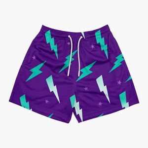 Pantalones cortos de baloncesto de malla de poliéster sublimados personalizados de alta calidad para hombre con rayos, transpirables, deportivos, para gimnasio - Product Image 6