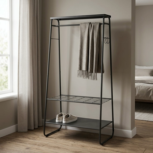 Tendedero de Ropa Moderno de Hierro Fundido Doble de Taiwán, Ahorro de Espacio, Móvil y Portátil para Baño - Product Image 1