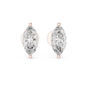 Boucles d'oreilles clous classiques en diamant de laboratoire Marquise certifié IGI 1-3 carats, fermoir poussoir, or 18K/14K/10K et argent 925 pour femme - Product Image 5