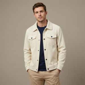 เสื้อแจ็คเก็ตผ้าลูกฟูกสำหรับผู้ชาย เสื้อแจ็คเก็ตเชิ้ตติดกระดุมลำลองทรงเข้ารูป - Product Image 5