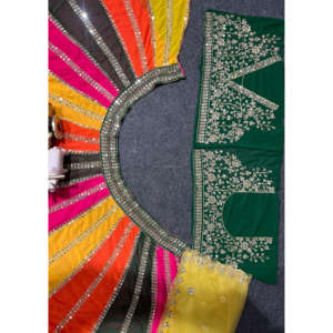 Qualité exceptionnelle 5 mètres de travail de broderie en vrai miroir évasé Lehenga Can-Can couches de toile tissu de broderie parfait - Product Image 2