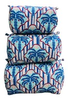 Ensemble de sacs de rangement utilitaires en coton 100% imprimé à la main, motif floral rayé traditionnel, fermeture éclair, style hip-hop