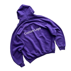 Wholesale Women's Heavyweight Cotton Puff Printing <b>Hoodie</b> Green <b>Purple</b> Comfy Sweatshirt - Product Image 2