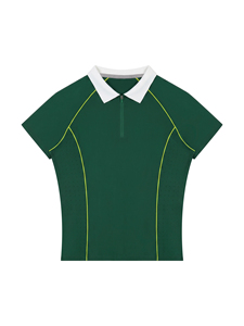 <b>Women's</b> Green Polo <b>Shirt</b> <b>Short</b> <b>Sleeve</b> Solid Color Quick Dry Sporty Fit Knitted Polyester Regular Length <b>White</b> Collar Zipper - Product Image 5