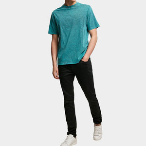 T-shirts pour hommes délavés à l'acide avec impression de logo personnalisé, prix de gros, approvisionnement en vrac de grande quantité, longueur longue, tissu en coton premium - Product Image 1