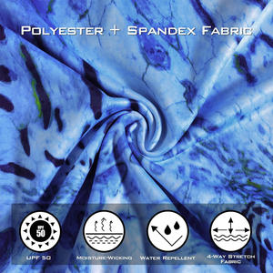 Chemises de pêche respirantes imprimées grande taille pour l'extérieur, personnalisées en polyester UPF 50+, à manches longues, anti-bactériennes, séchage rapide, pour la pêche en mer - Product Image 4