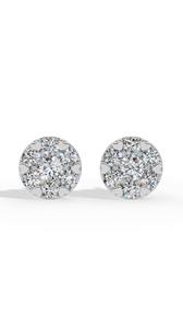 Pendientes de Diamantes Cultivados en Laboratorio con Corte Brillante Redondo y Engaste de Corazón Espléndido, Plata, Joyería Fina de Lujo, Proveedor Mayorista - Product Image 3