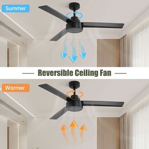52-Inch Outdoor <b>Black</b> Farmhouse <b>Ceiling</b> <b>Fan</b> with 3 ABS Blades and Remote Control 6-Speed Reversible DC Motor - Product Image 5