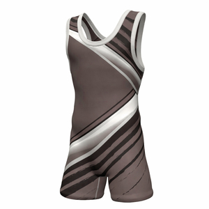 Combinaison de lutte unisexe violette ajustée en Spandex et Nylon extensible, avec logo imprimé par transfert thermique sur le devant, pour sports de combat - Product Image 5