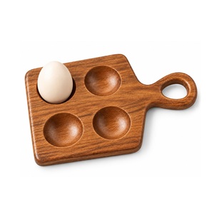 Bandeja Porta Huevos de Madera de Mango Premium, Organizador de Almacenamiento de Huevos de Madera con Ranuras Personalizadas, Tabla de Servir para Cocina, Refrigerador, Restaurante - Product Image 6