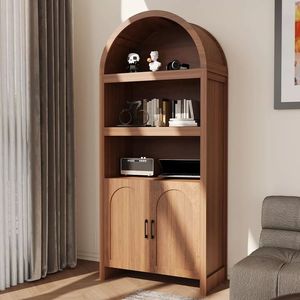 Premium <b>Solid</b> Teak <b>Wood</b> Hutch Cabinet Contemporary Living Room Bookshelf - Product Image 2