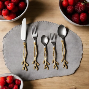Gold Plated Cutlery Set <b>Mirror</b> Finish Long Handle Creative Glam Design Dinnerware Spoon Fork Knife Set - Product Image 6