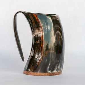 Mug artisanal en corne de buffle poli, style Viking, haute qualité, avec agate, pour restaurant, fabriqué en Inde - Product Image 4