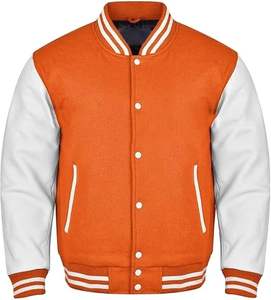 Chaqueta de Béisbol de Invierno Tejida Estilo Universitario, Oversize, 100% Lana, Mangas de Piel de Oveja, Estilo Casual, Tallas S-XL - Product Image 1