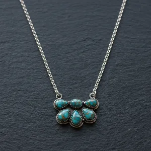Collar con Colgante de Plata de Ley 925 con Turquesa Azul Cobre, Estilo Bohemia, para Uso Diario de Mujeres - Product Image 5